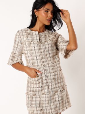 Calloway Mini Dress - Cream Tweed