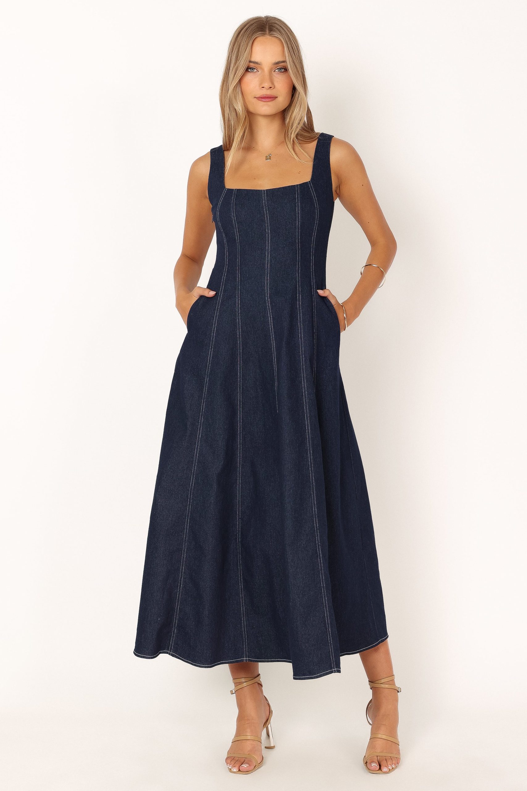 Callum Midi Dress - Dark Denim - Image 3