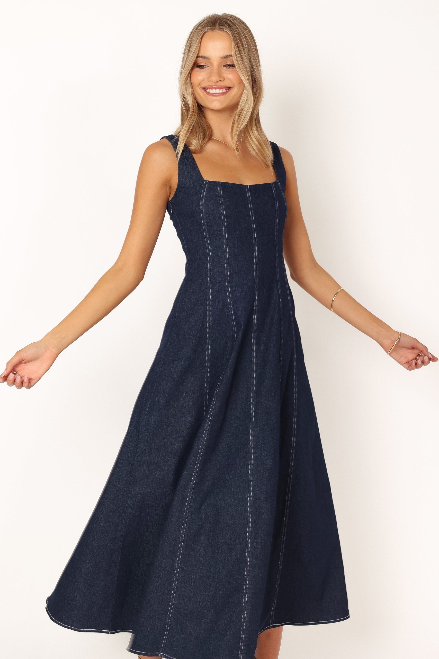 Callum Midi Dress - Dark Denim - Image 4