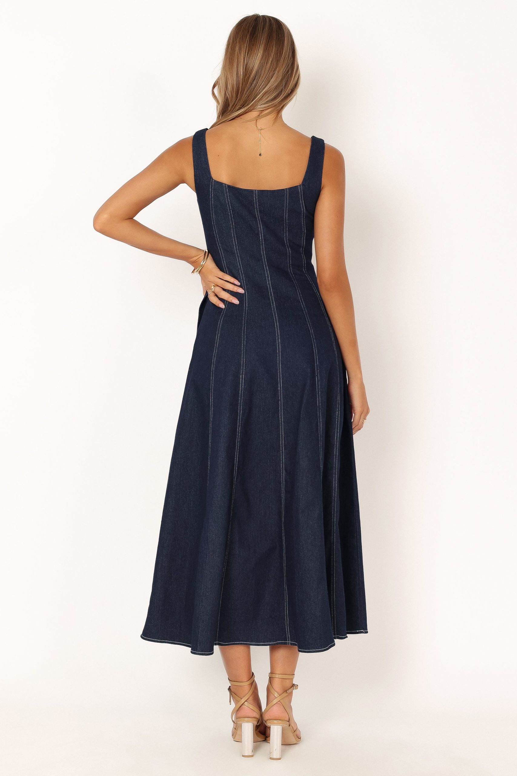 Callum Midi Dress - Dark Denim - Image 6