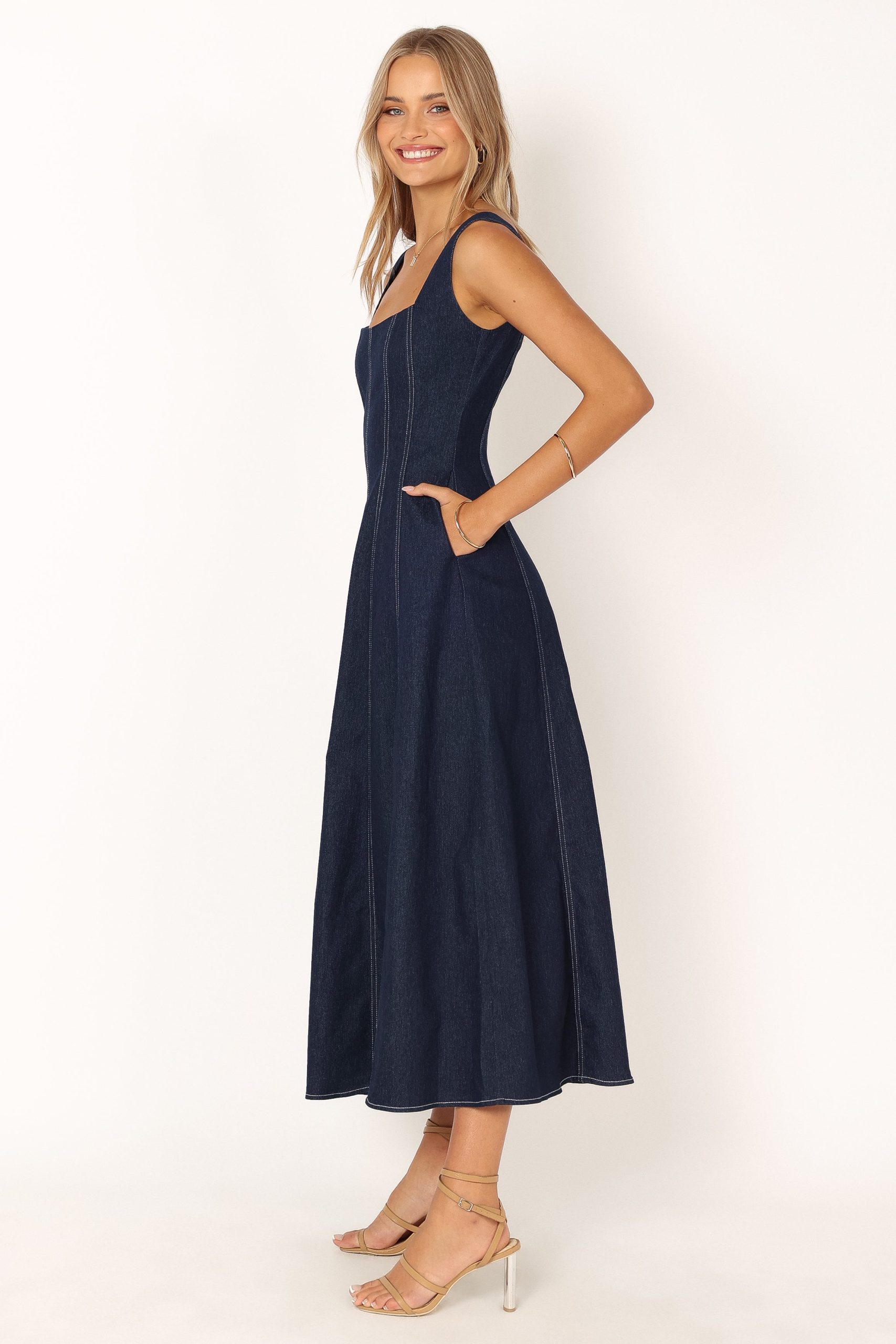 Callum Midi Dress - Dark Denim - Image 7