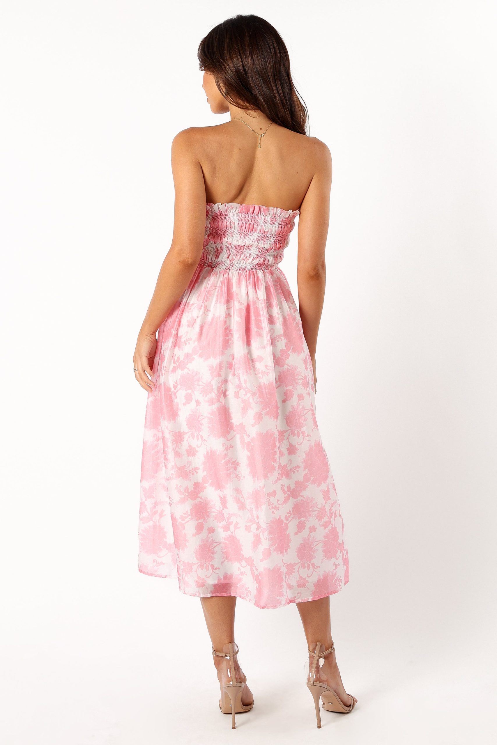Carter Strapless Midi Dress - Pink Floral - Image 4
