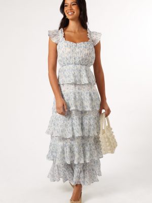 Cayson Midi Ruffle Dress - Cream Lavender