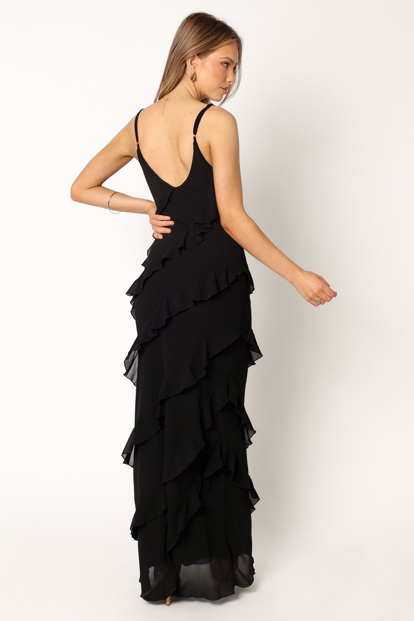 Ciao Ruffles Maxi Dress - Black - Image 3