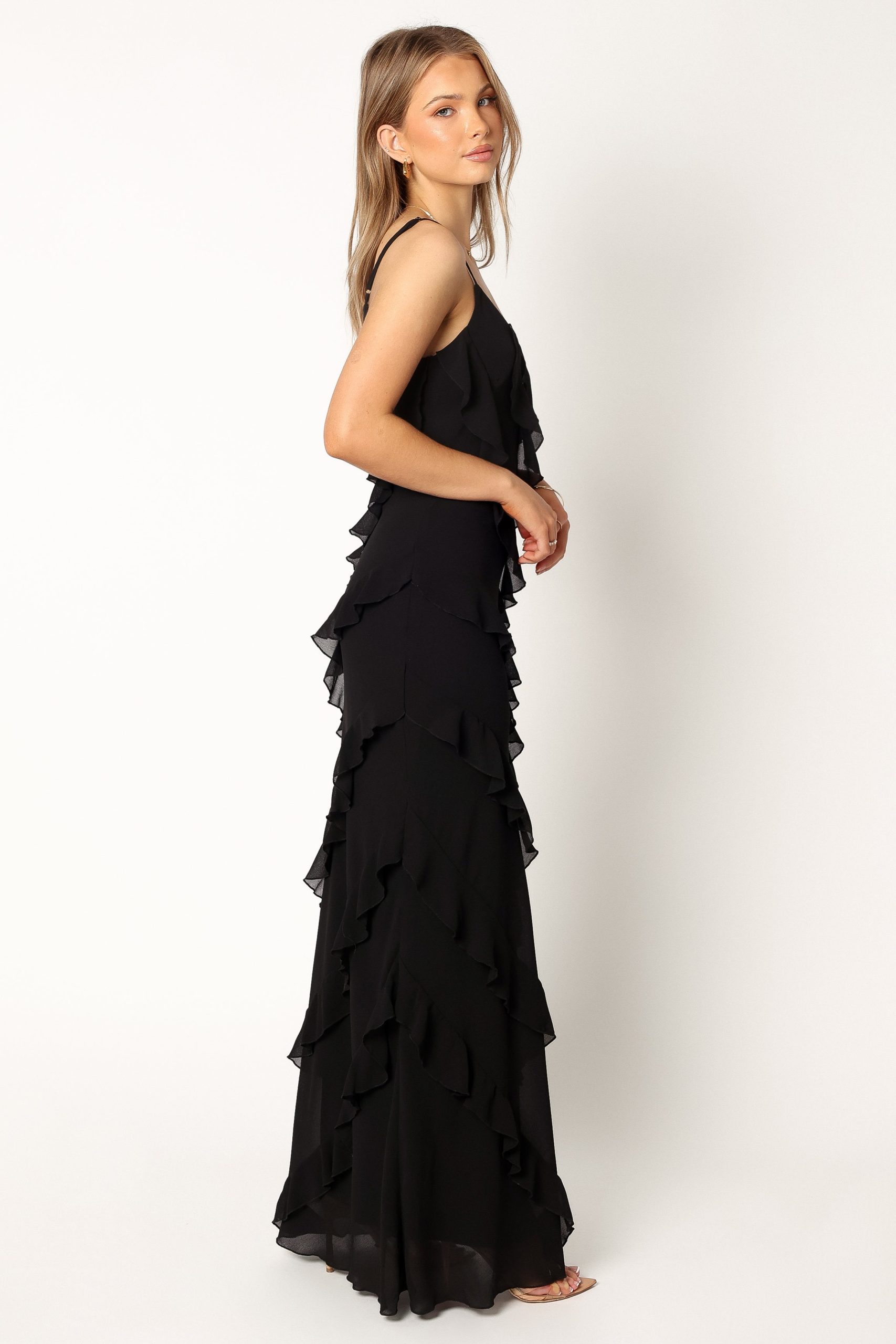 Ciao Ruffles Maxi Dress - Black - Image 4