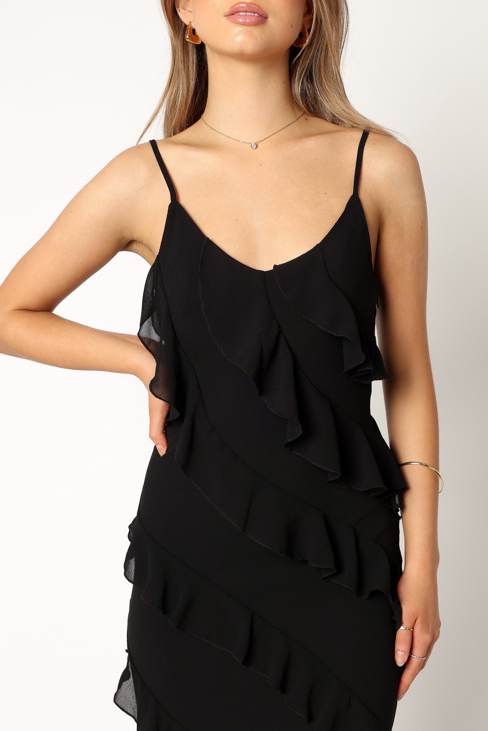 Ciao Ruffles Maxi Dress - Black - Image 5