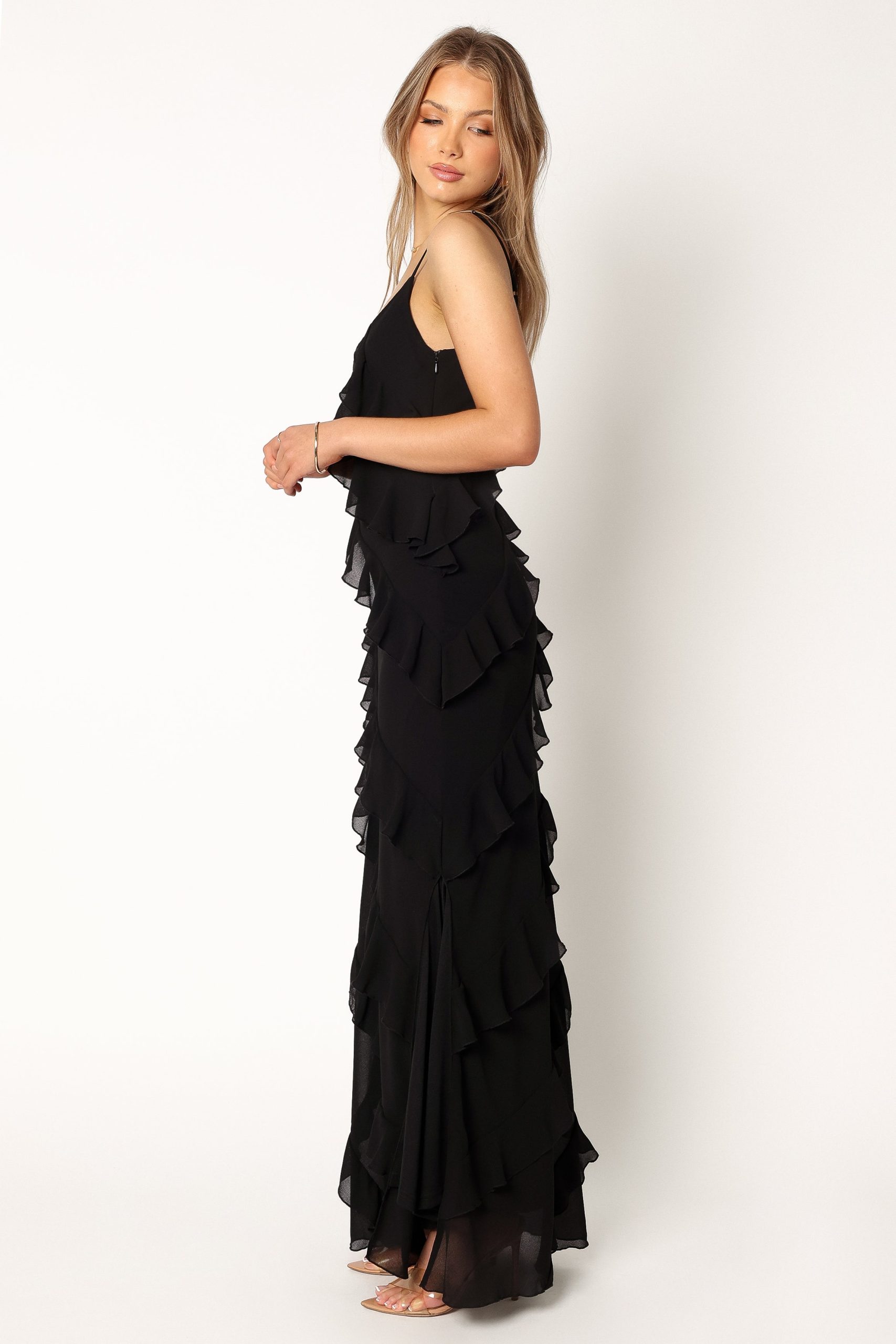 Ciao Ruffles Maxi Dress - Black - Image 2