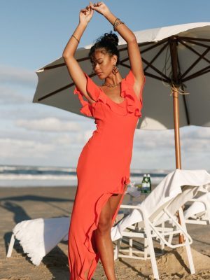 Dalia Maxi Dress - Tangerine