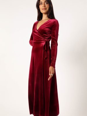 Darby Long Sleeve Midi Dress - Burgundy