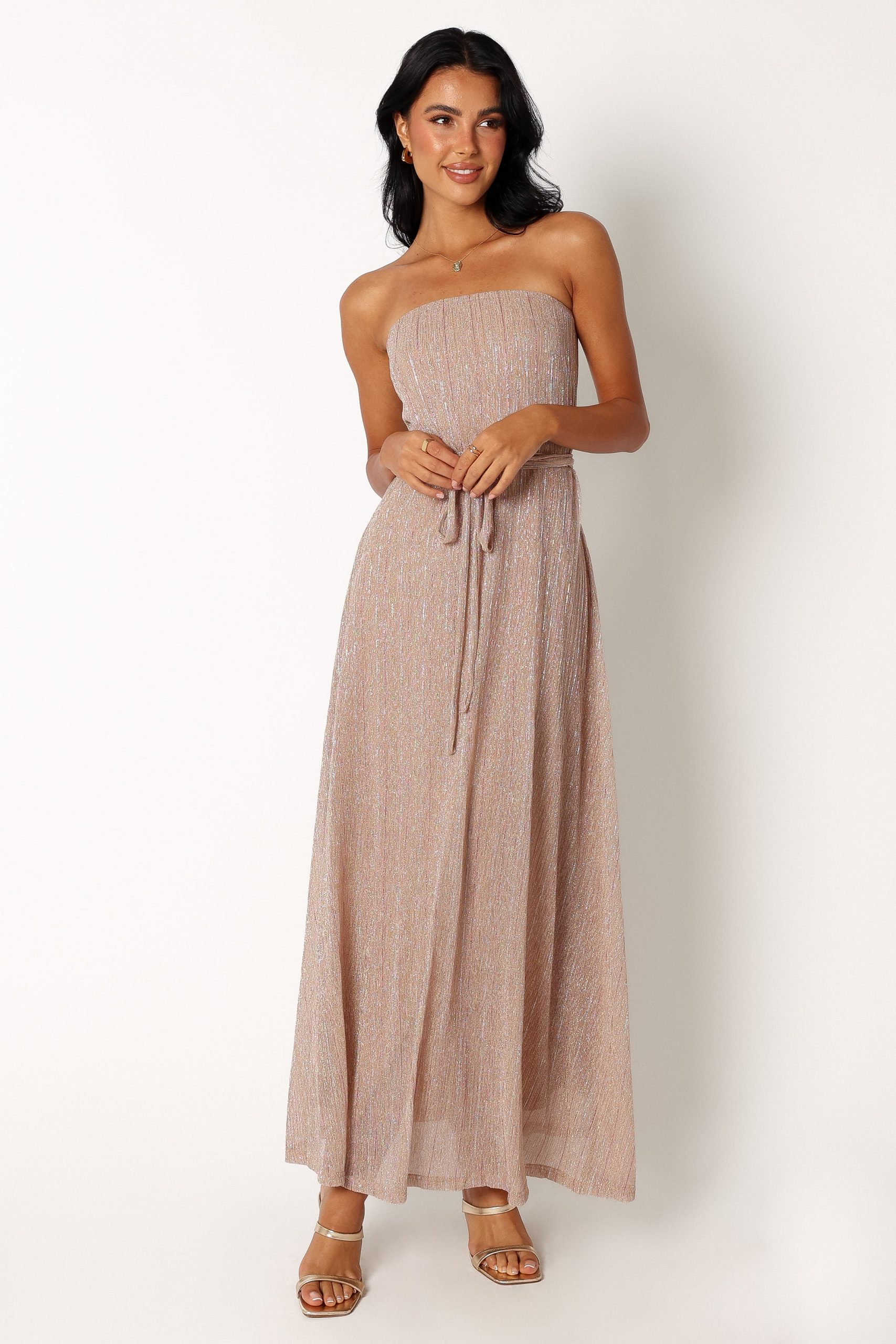 Farley Strapless Maxi Dress - Rose Gold Stripe - Image 5