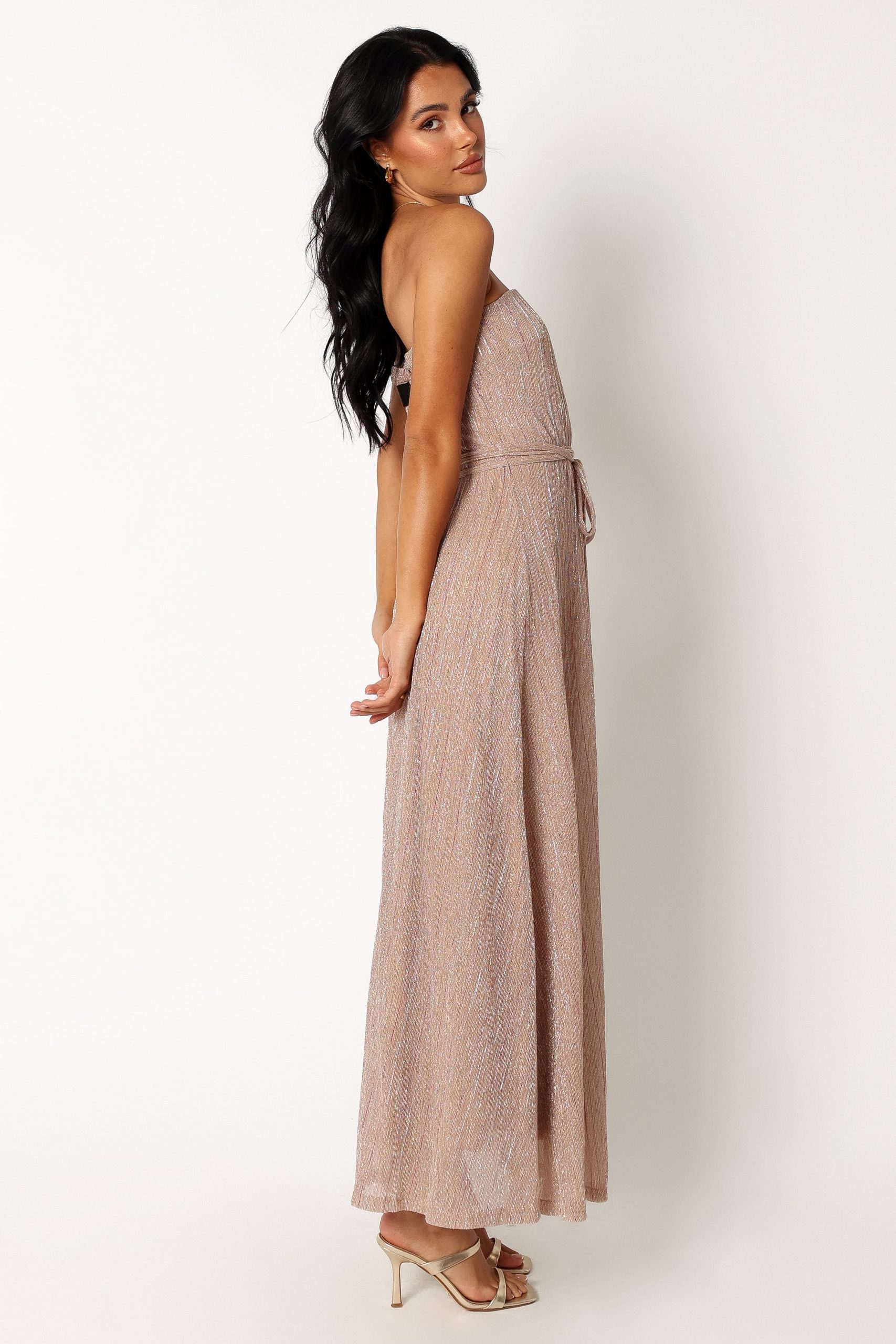 Farley Strapless Maxi Dress - Rose Gold Stripe - Image 3