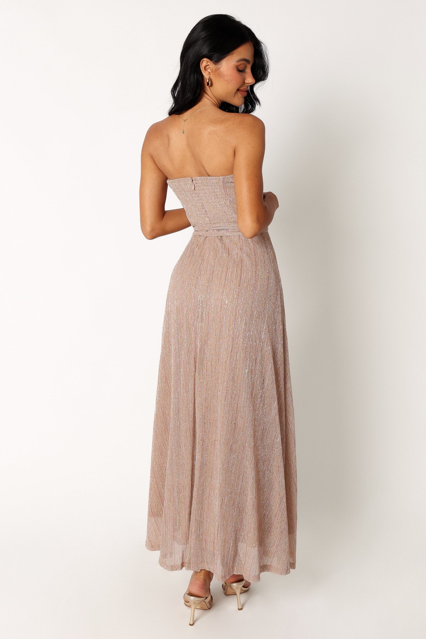 Farley Strapless Maxi Dress - Rose Gold Stripe - Image 4