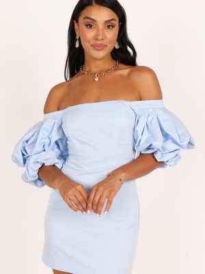 Fern Puff Sleeve Mini Dress - Icy Blue