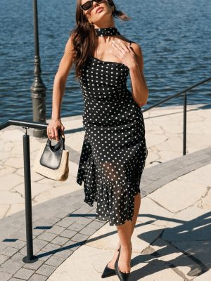 Francesca Midi Dress - Black Polka Dot