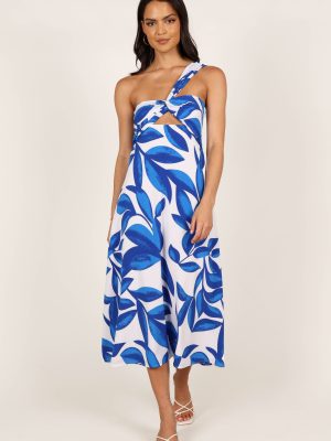 Freddie Midi Dress - White/Blue
