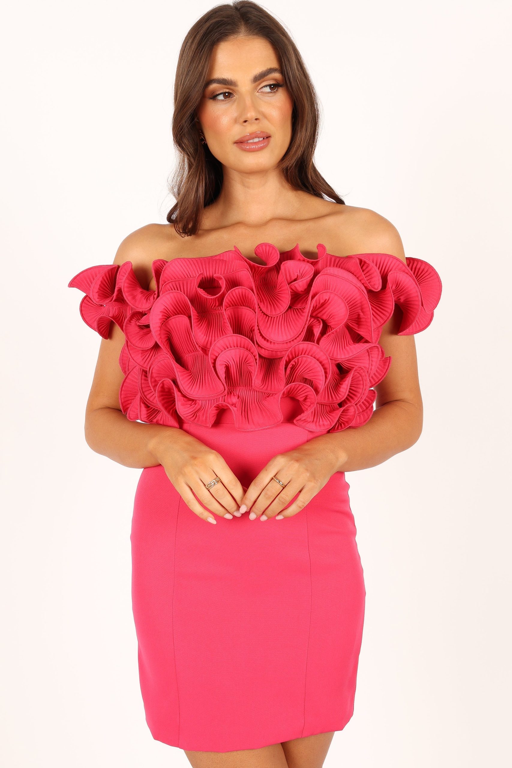 Gemma Off Shoulder Mini Dress - Hot Pink - Image 7