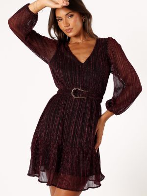 Glimmer Long Sleeve Mini Dress - Pink