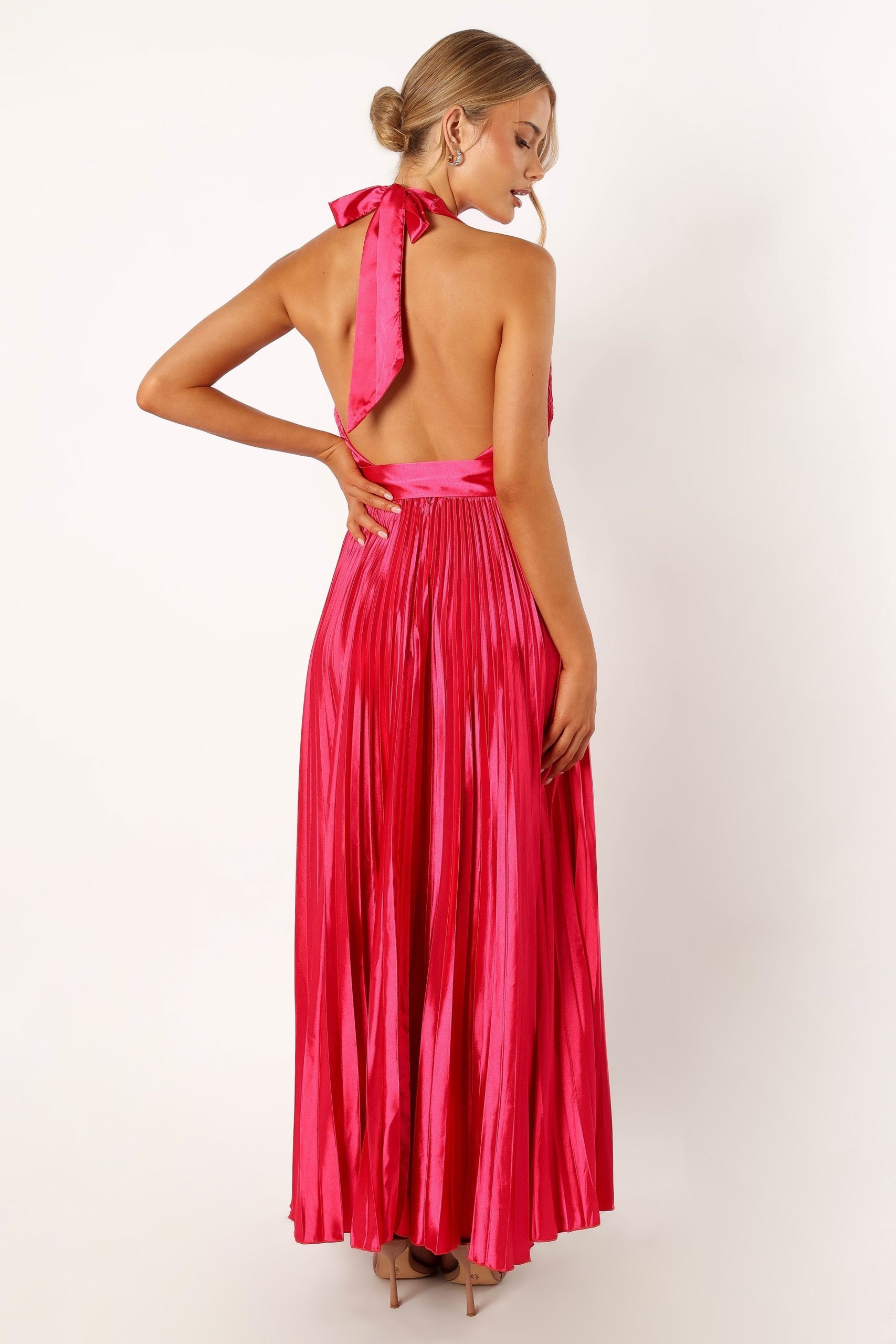 Greta Halterneck Maxi Dress - Magenta - Image 3