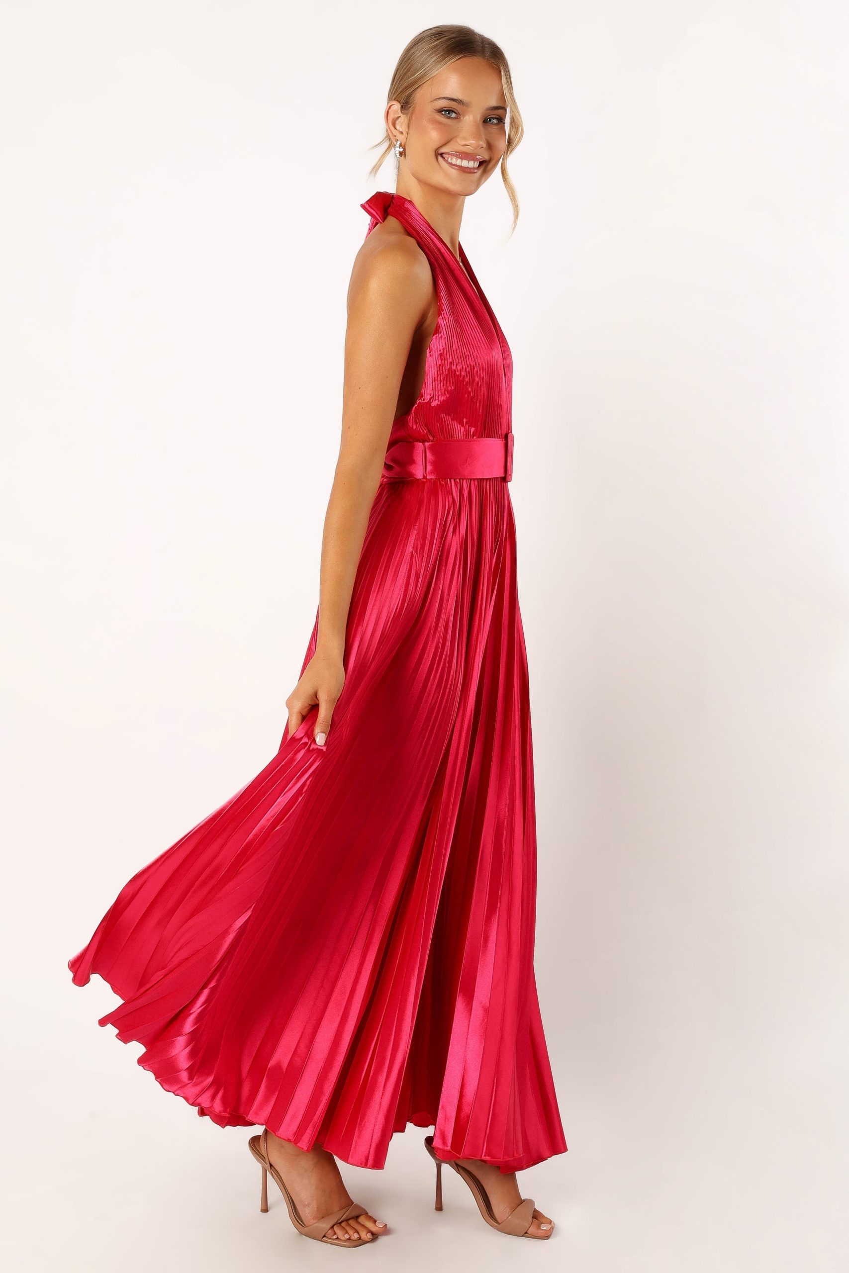 Greta Halterneck Maxi Dress - Magenta - Image 6