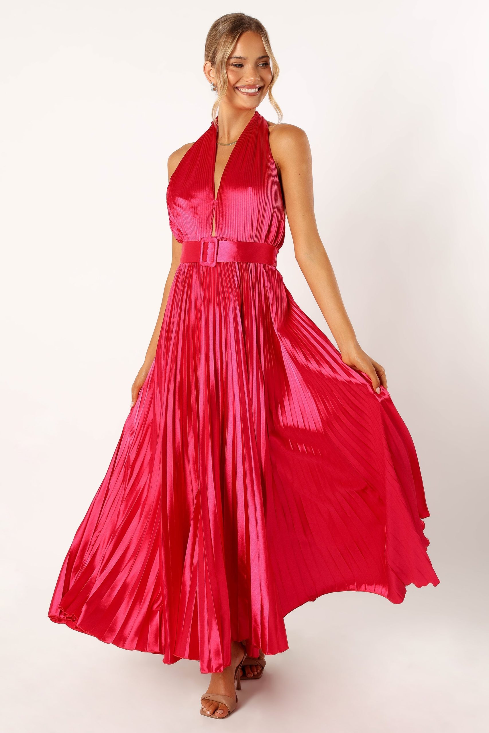 Greta Halterneck Maxi Dress - Magenta - Image 5