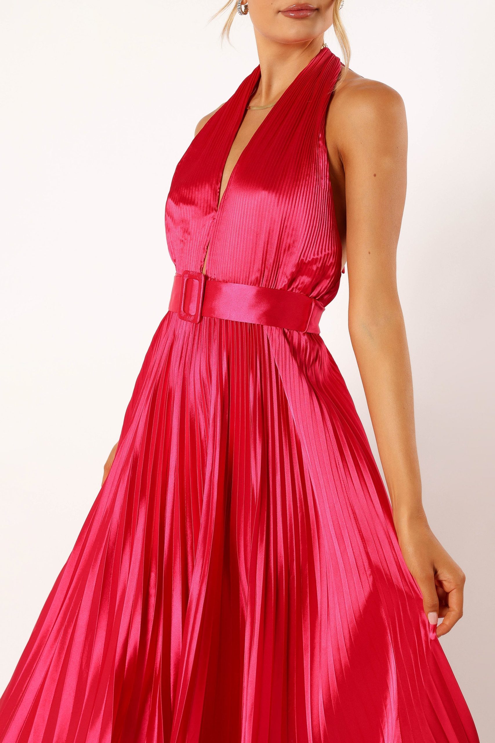 Greta Halterneck Maxi Dress - Magenta - Image 7