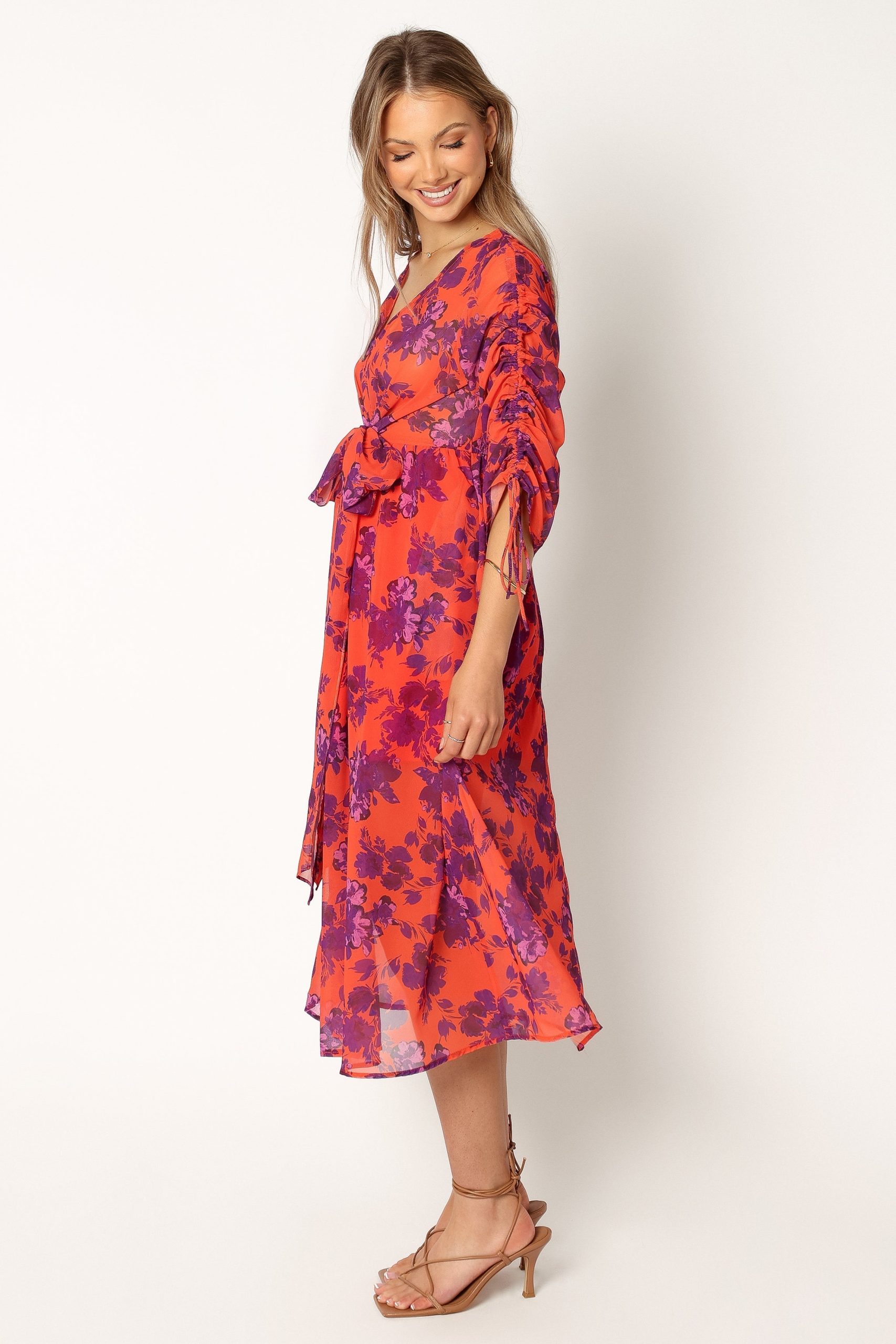 Hallie Midi Floral Dress - Red Wine - Image 5