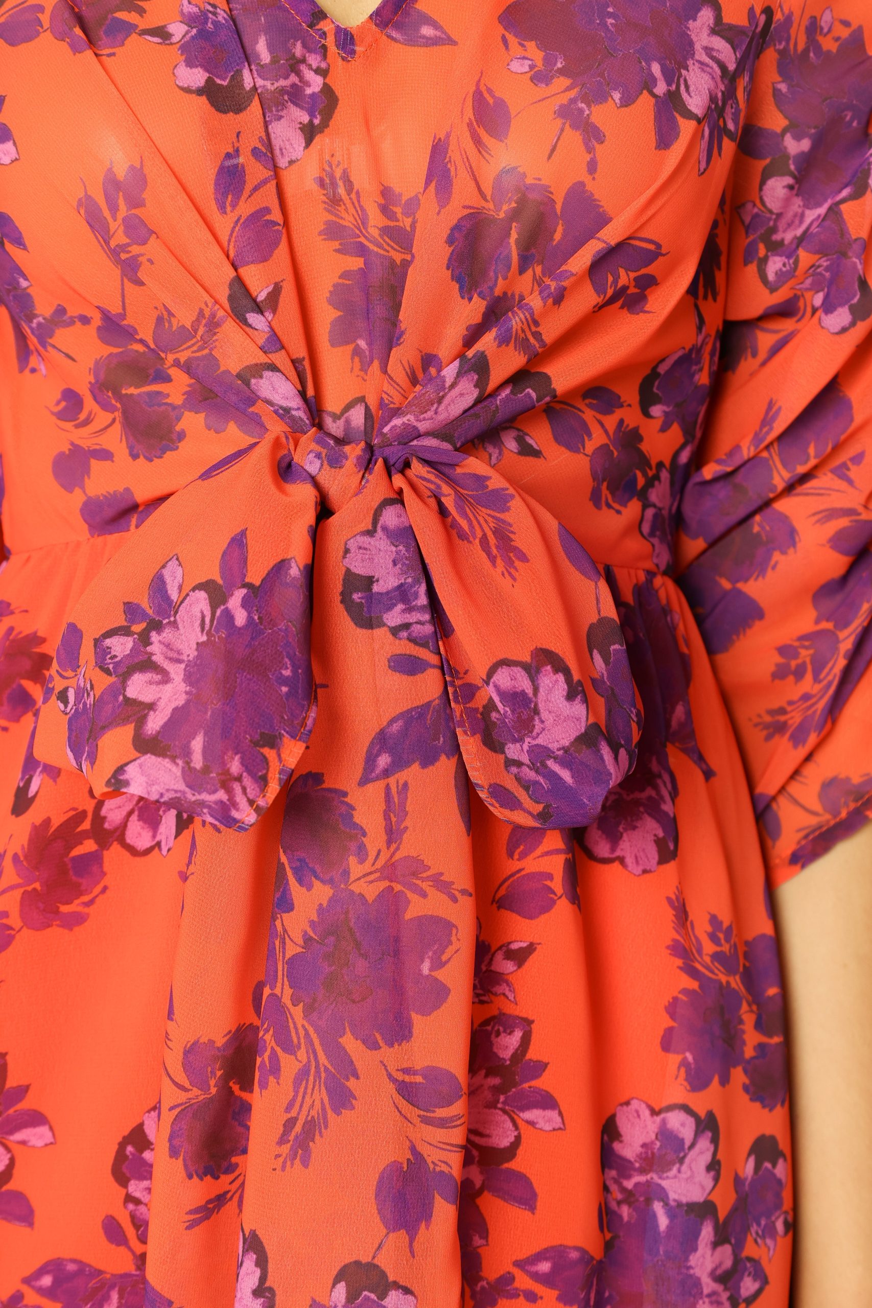 Hallie Midi Floral Dress - Red Wine - Image 9