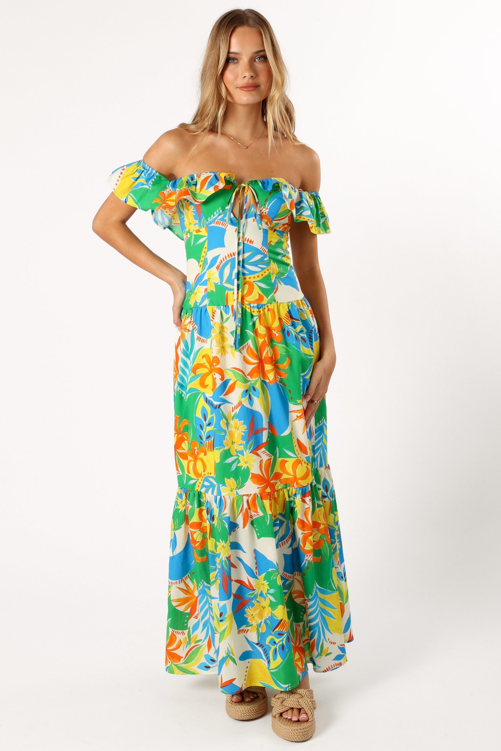 Harriet Off Shoulder Maxi Dress - Malta Print - Image 2