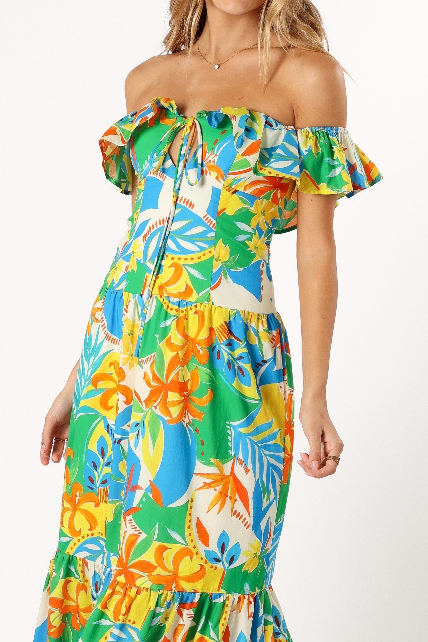 Harriet Off Shoulder Maxi Dress - Malta Print - Image 6