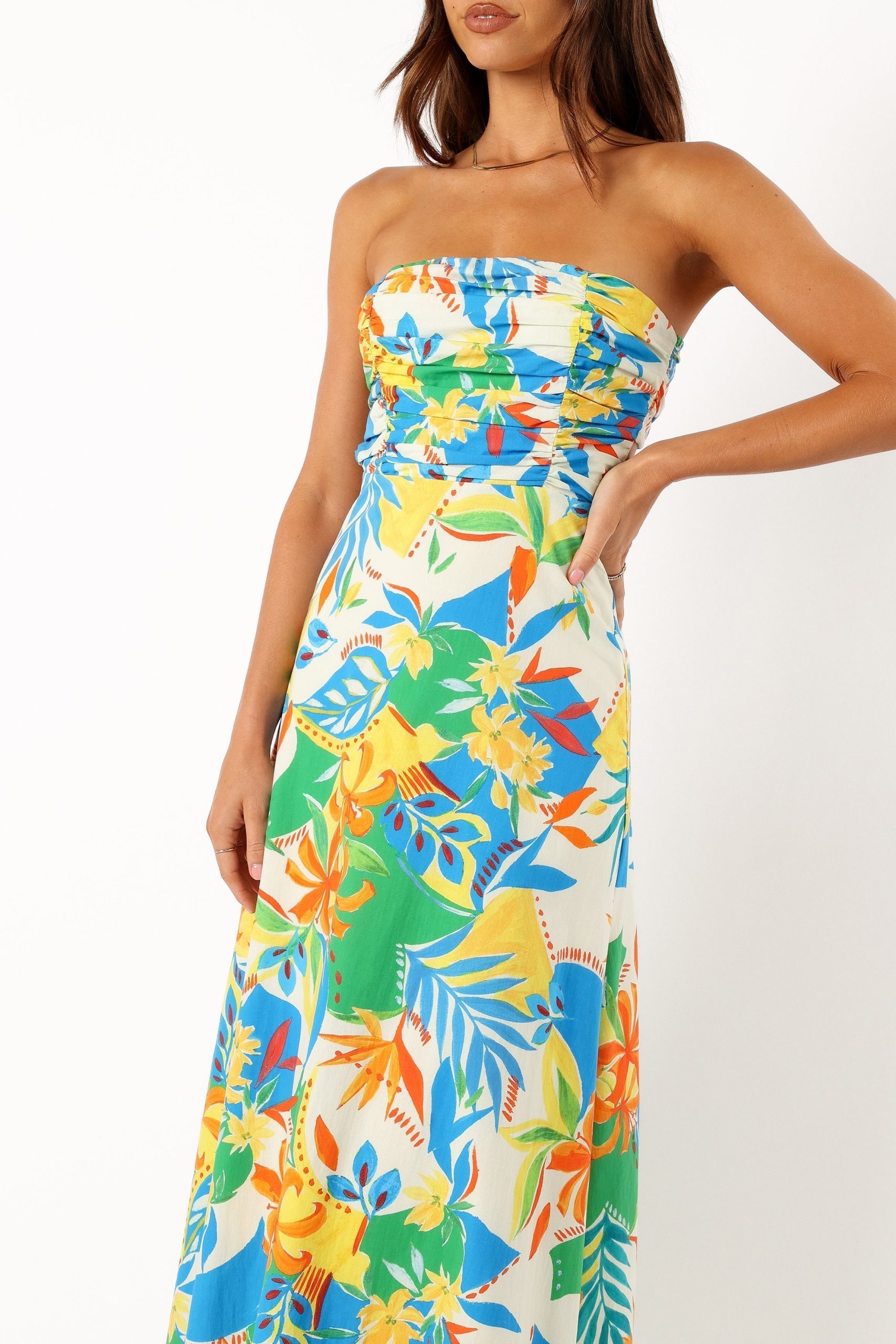 Harriet Strapless Midi Dress - Malta Print - Image 7