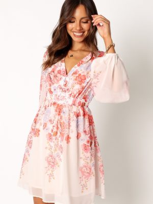Hattie Long Sleeve Mini Dress - Pink Floral