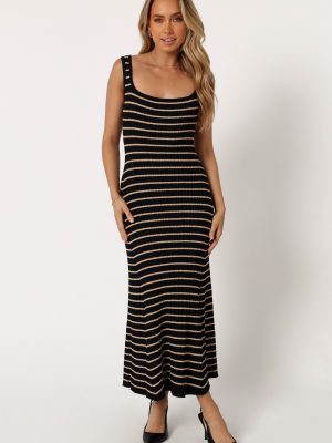 Henry Striped Midi Dress - Black Beige