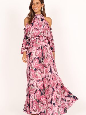 Hilary Pleated Maxi Dress - Pink Floral