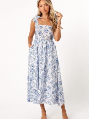 Janie Midi Dress - Blue Floral