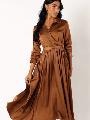 Jett Long Sleeve Midi Dress - Bronze