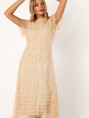 Kala Textured Maxi Dress - Beige