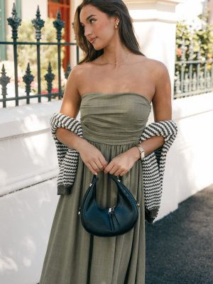 Kayt Strapless Dress - Olive Green