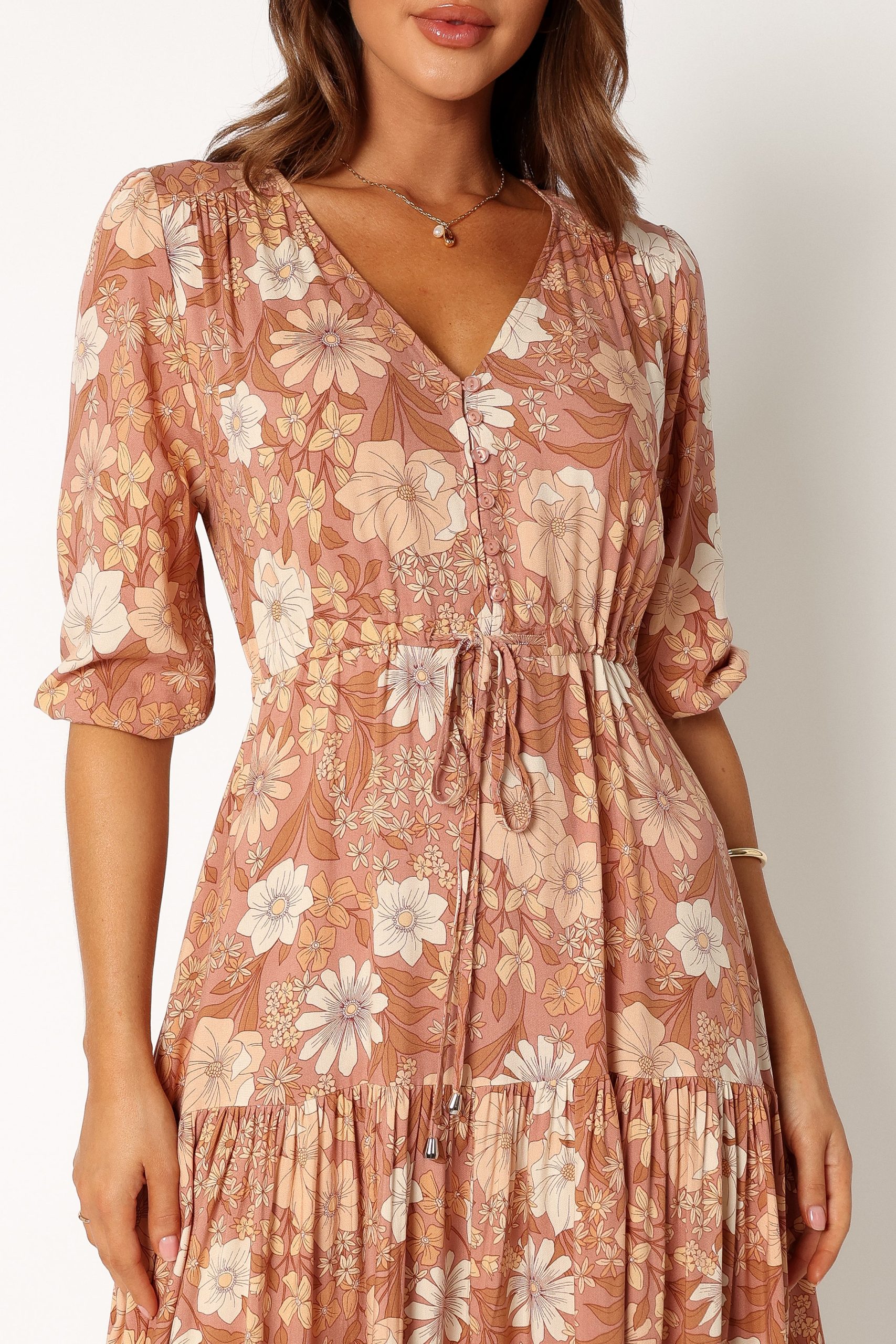 Kelda Dress - Tan Floral - Image 8