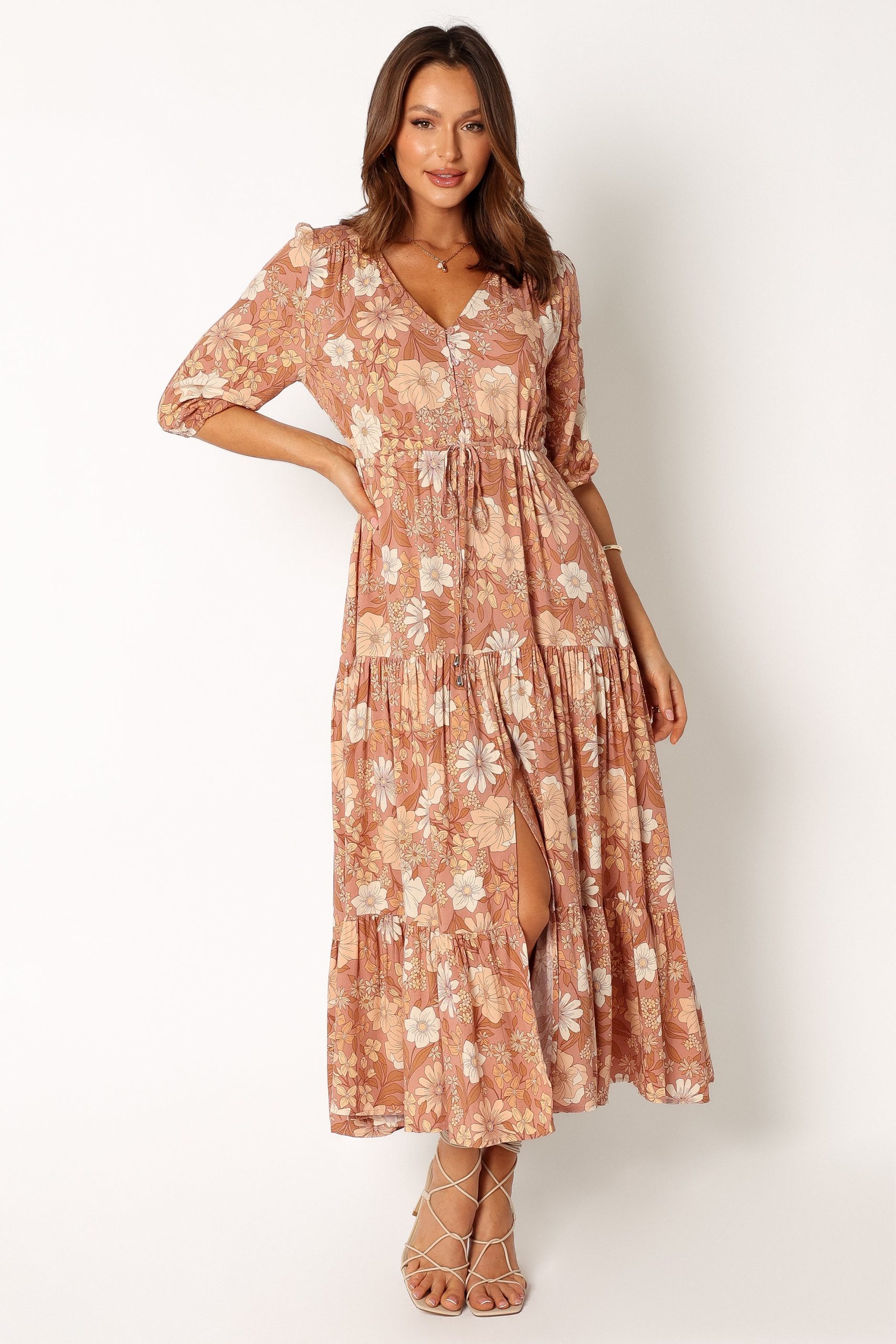 Kelda Dress - Tan Floral - Image 7