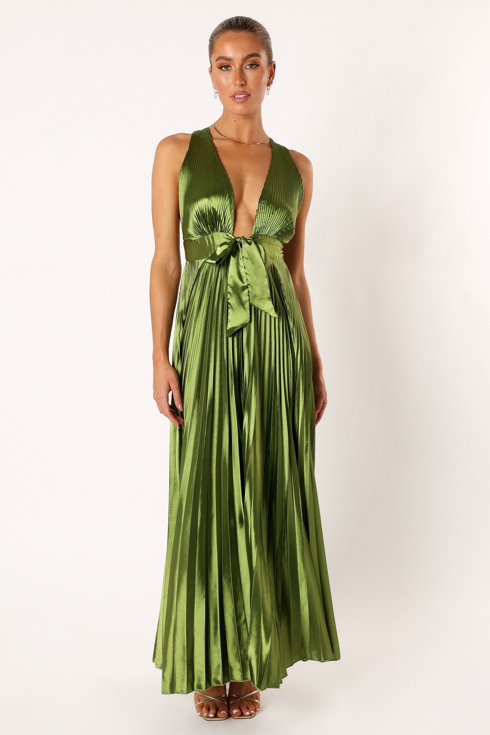 Kris Pleated Maxi Dress - Martini Olive - Image 9