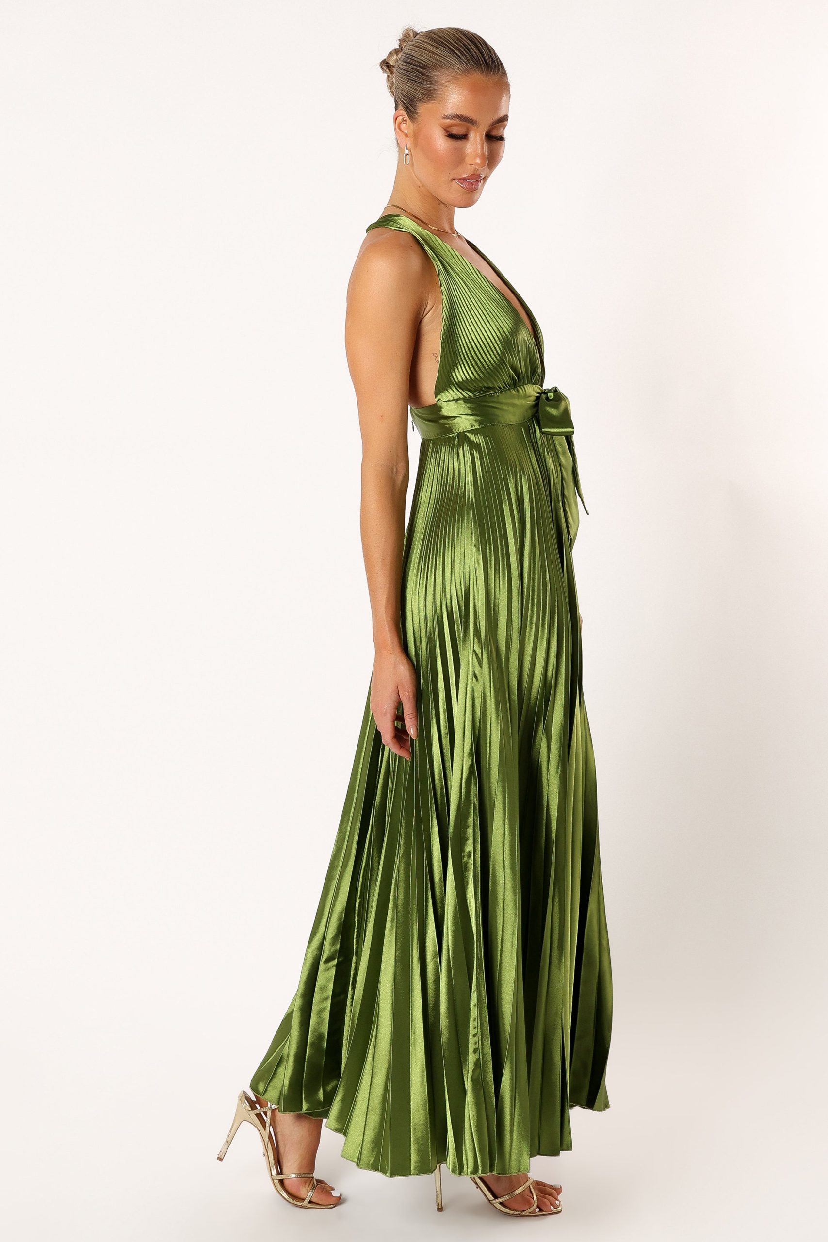 Kris Pleated Maxi Dress - Martini Olive - Image 8