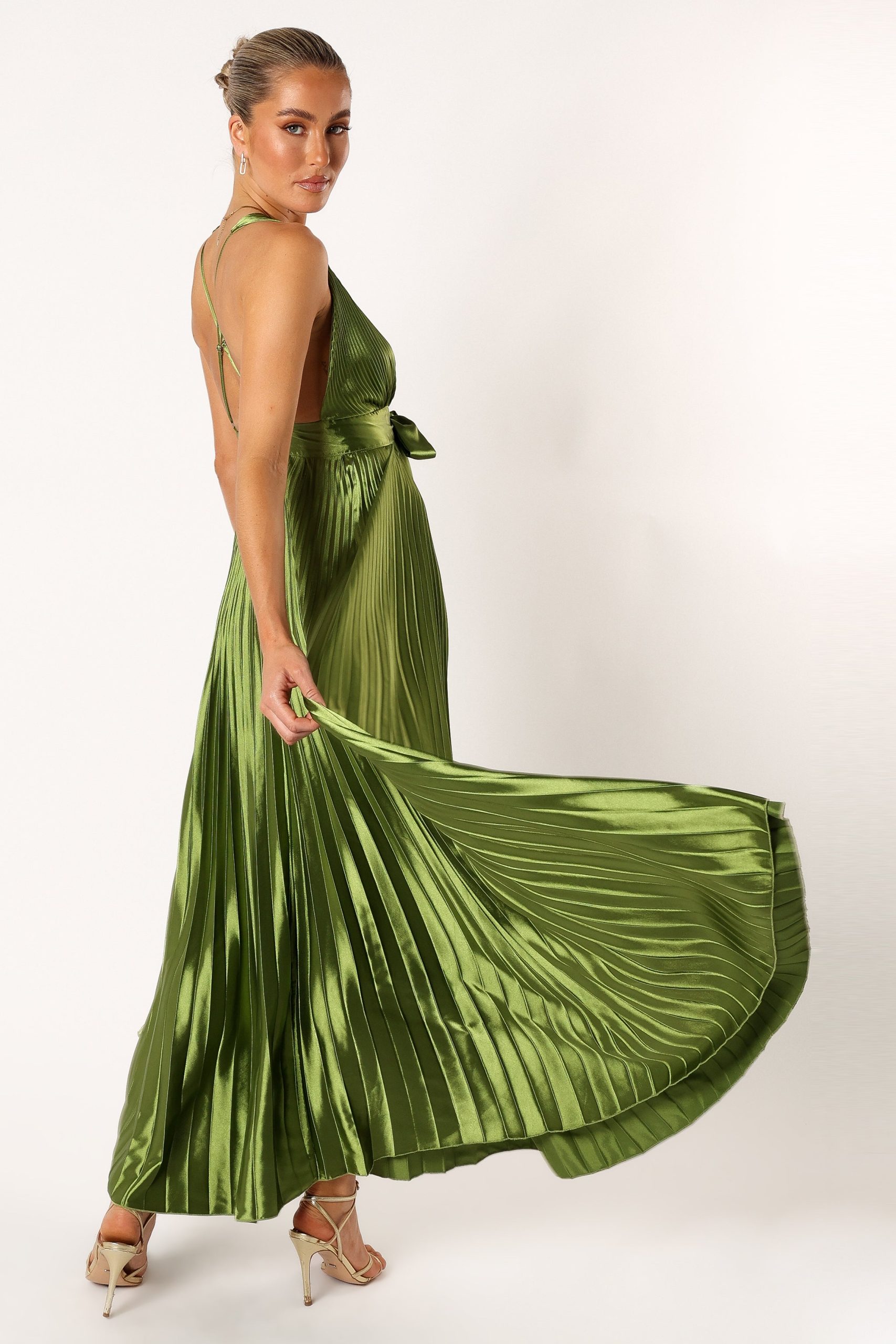 Kris Pleated Maxi Dress - Martini Olive - Image 6