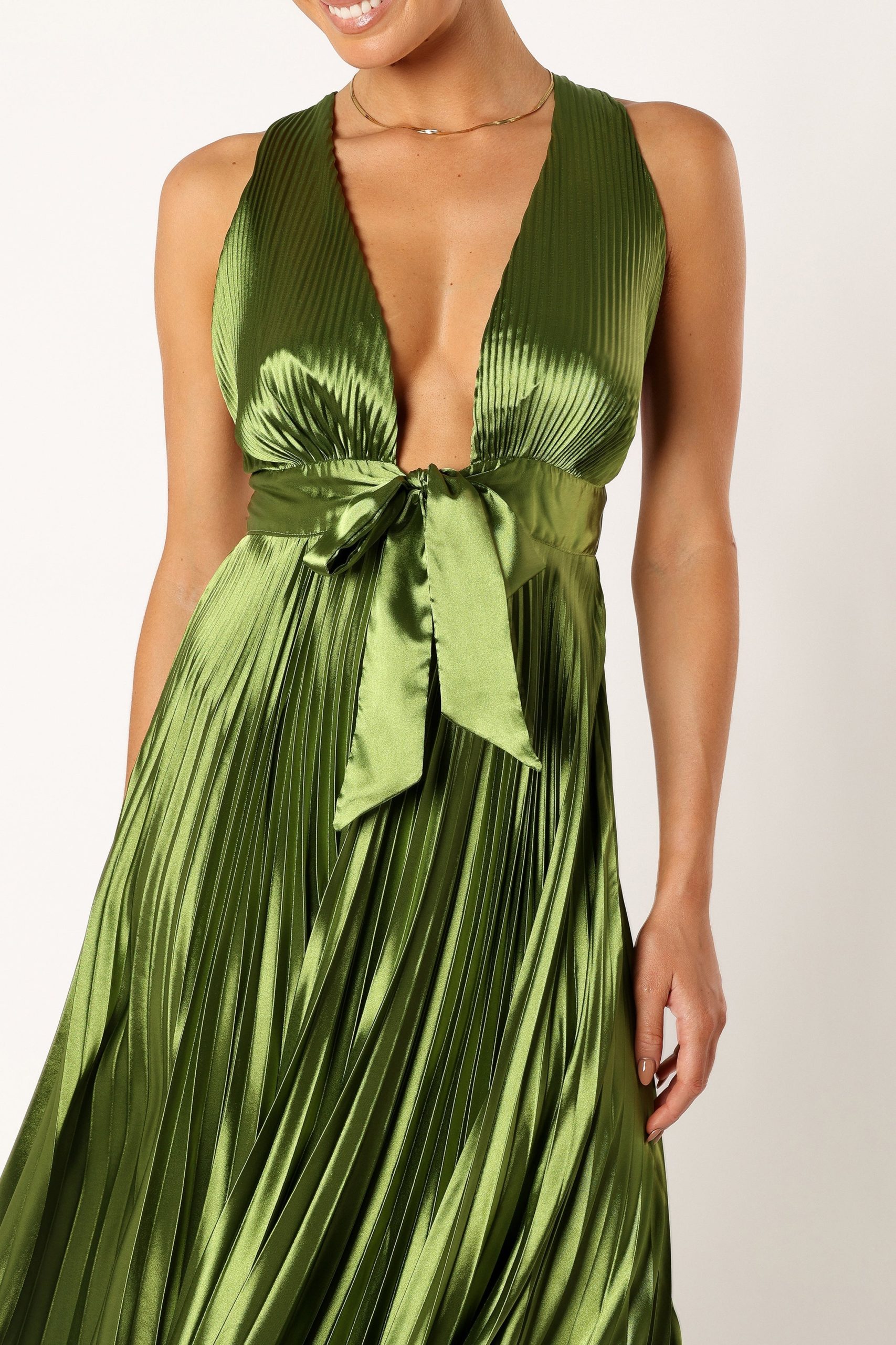 Kris Pleated Maxi Dress - Martini Olive - Image 3