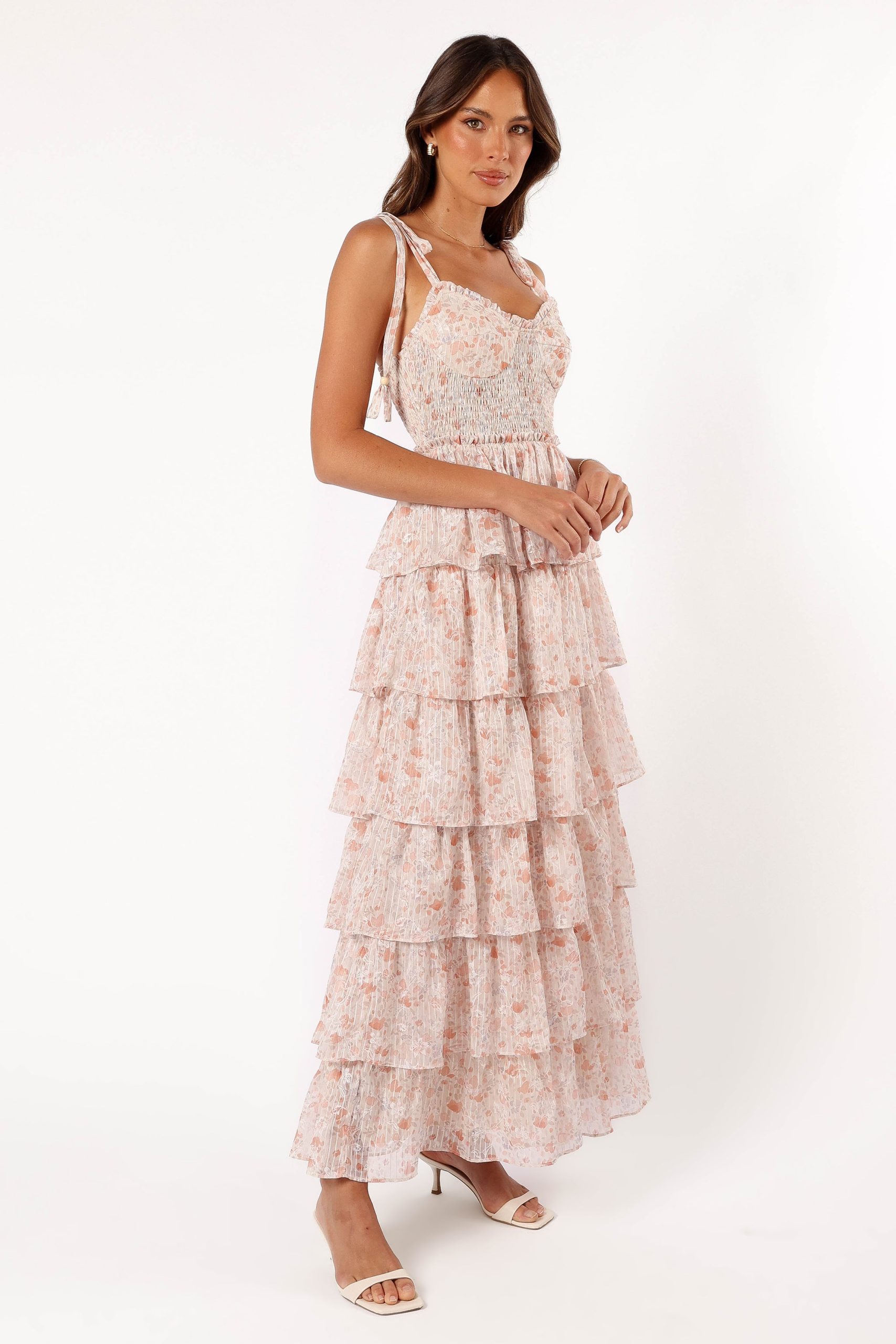 Kristah Maxi Dress - Peach Floral - Image 5