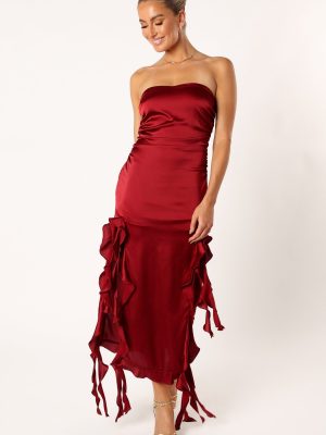 Lee Strapless Midi Dress - Wine