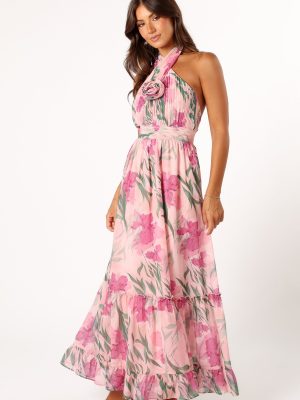 Lennon Halterneck Maxi Dress - Pink Floral