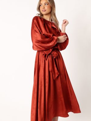 Lexie Long Sleeve Midi Dress - Bronze