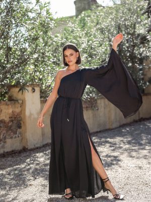 Matilda One Shoulder Maxi Dress - Black