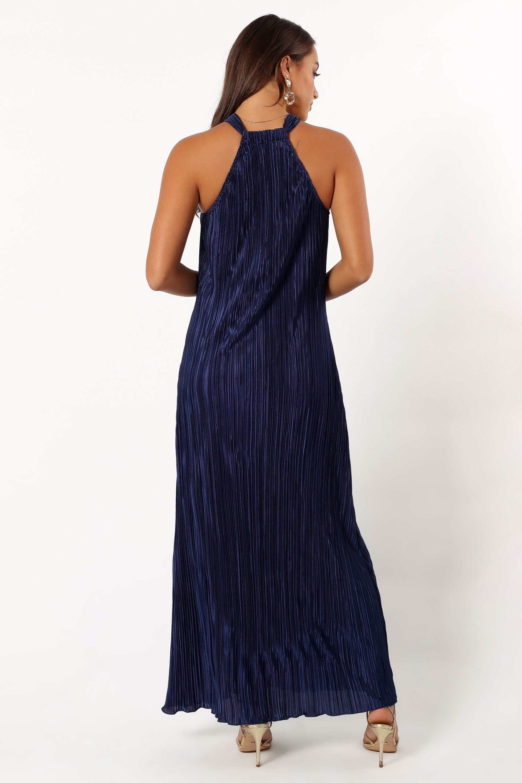 Melody Plisse Halter Maxi Dress - Navy - Image 6