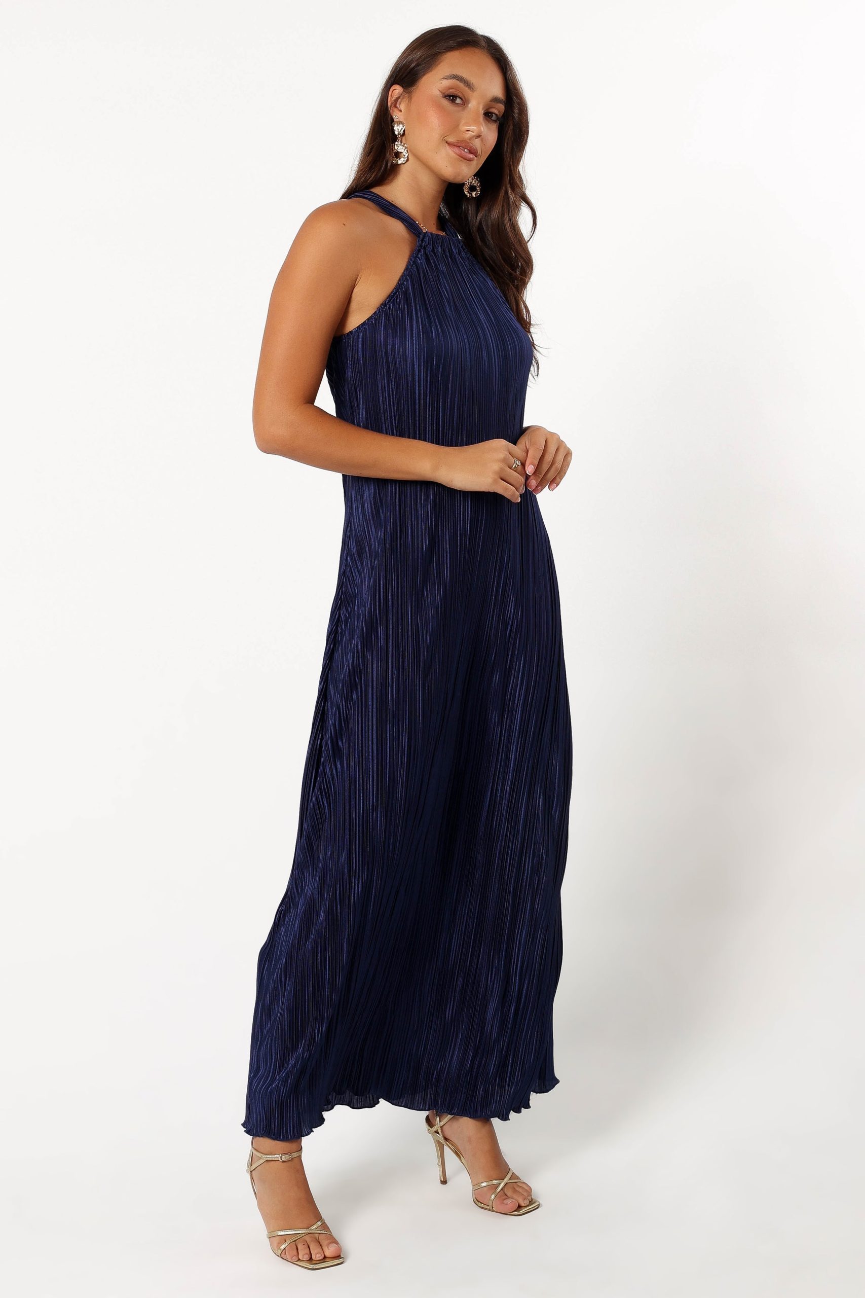 Melody Plisse Halter Maxi Dress - Navy - Image 7
